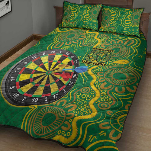 First Nations Darts NAIDOC 2026 Quilt Bed Set Aboriginal Dot Art Dartboard Green