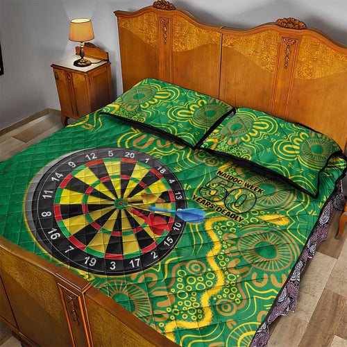 First Nations Darts NAIDOC 2026 Quilt Bed Set Aboriginal Dot Art Dartboard Green