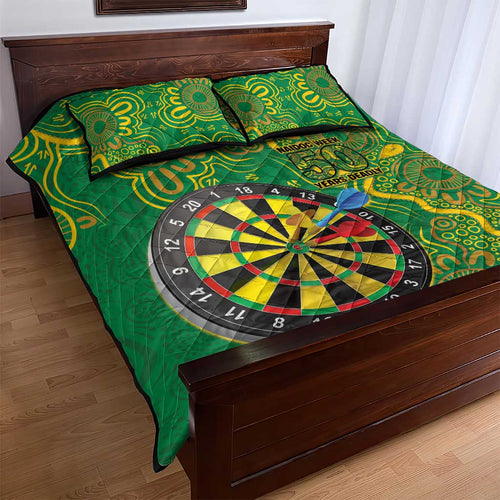 First Nations Darts NAIDOC 2026 Quilt Bed Set Aboriginal Dot Art Dartboard Green