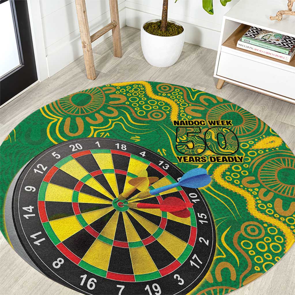 First Nations Darts NAIDOC 2026 Round Carpet Aboriginal Dot Art Dartboard Green