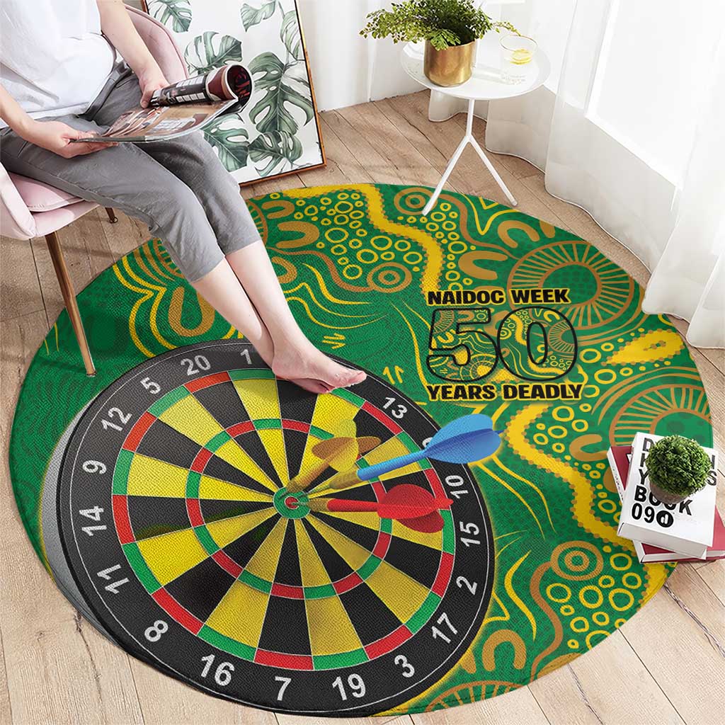 First Nations Darts NAIDOC 2026 Round Carpet Aboriginal Dot Art Dartboard Green