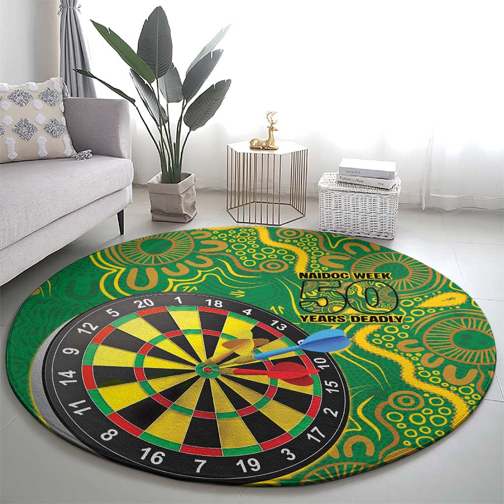 First Nations Darts NAIDOC 2026 Round Carpet Aboriginal Dot Art Dartboard Green