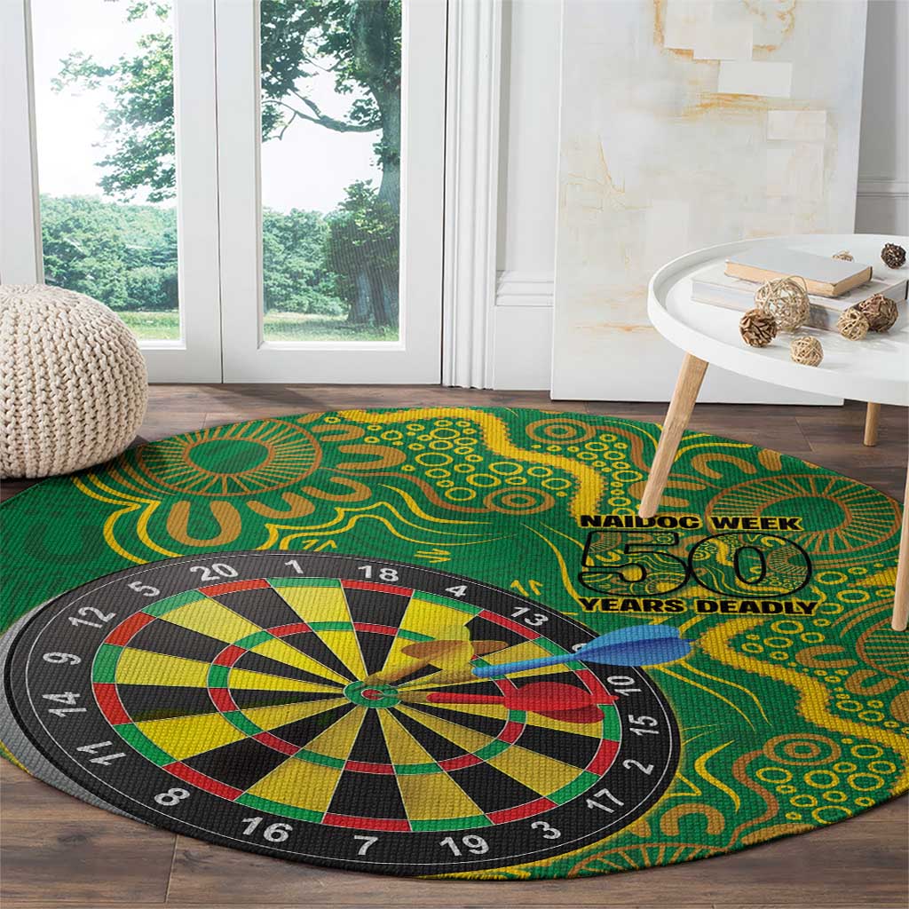 First Nations Darts NAIDOC 2026 Round Carpet Aboriginal Dot Art Dartboard Green