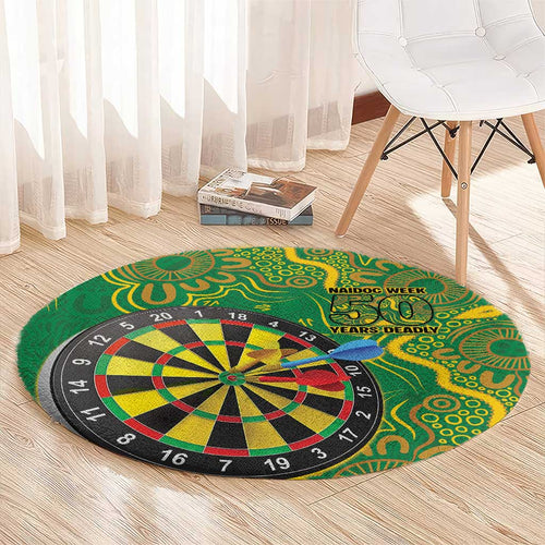 First Nations Darts NAIDOC 2026 Round Carpet Aboriginal Dot Art Dartboard Green