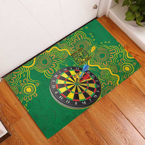 First Nations Darts NAIDOC 2026 Rubber Doormat Aboriginal Dot Art Dartboard Green