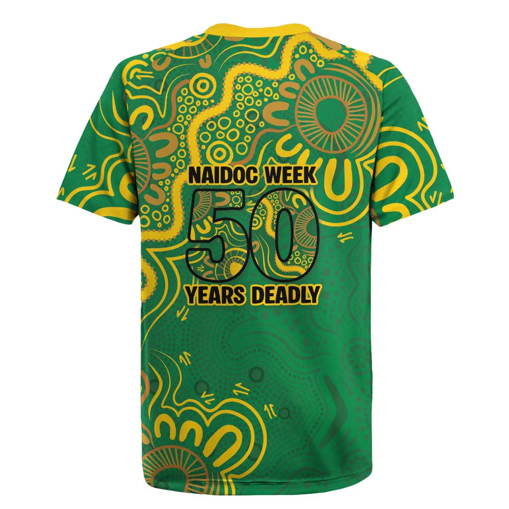 First Nations Darts NAIDOC 2026 Rugby Jersey Aboriginal Dot Art Dartboard Green