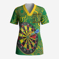 First Nations Darts NAIDOC 2026 Scrub Top Aboriginal Dot Art Dartboard Green
