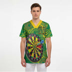 First Nations Darts NAIDOC 2026 Scrub Top Aboriginal Dot Art Dartboard Green