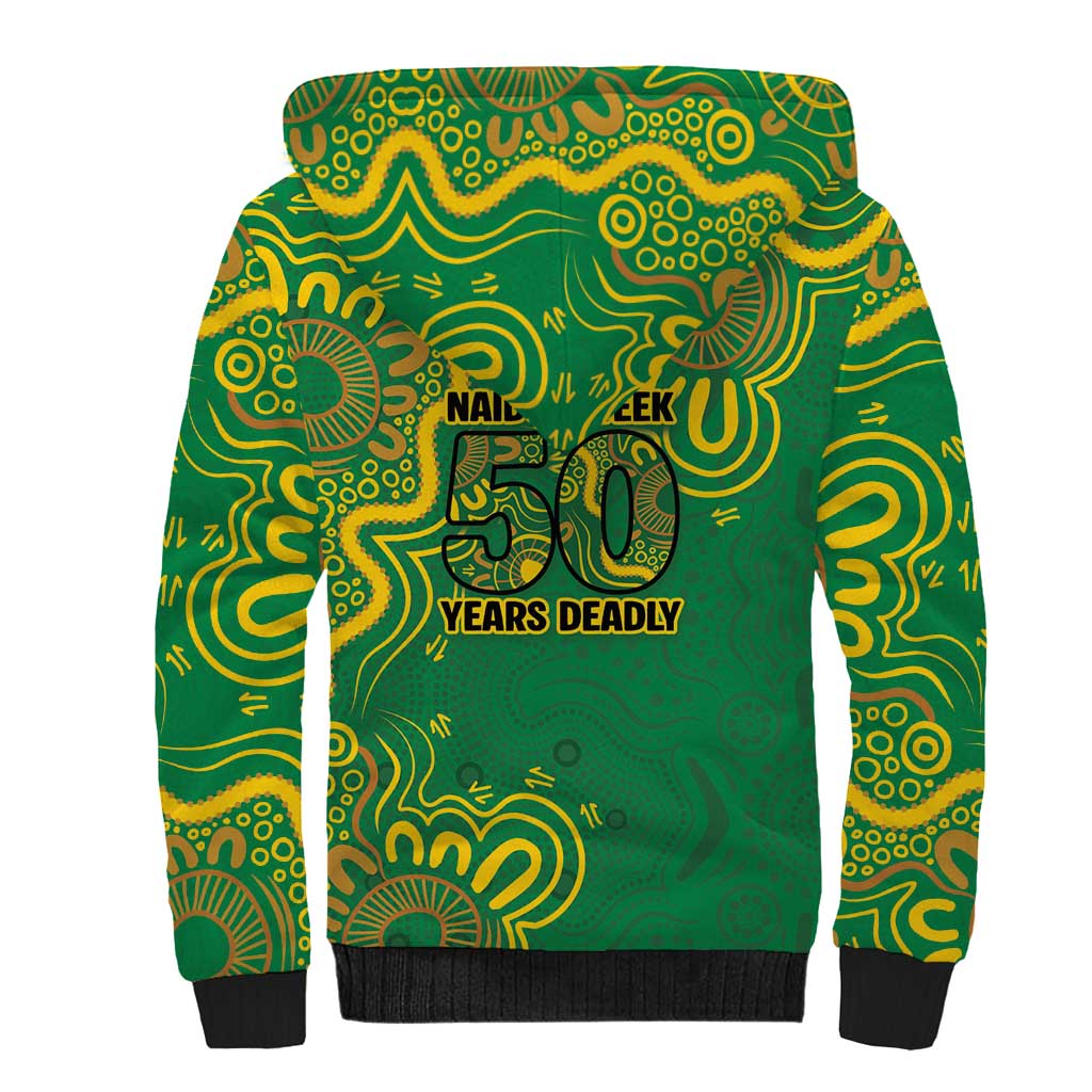 First Nations Darts NAIDOC 2026 Sherpa Hoodie Aboriginal Dot Art Dartboard Green