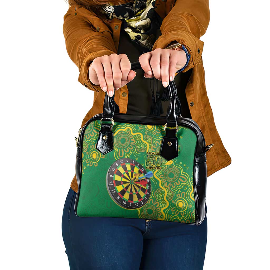 First Nations Darts NAIDOC 2026 Shoulder Handbag Aboriginal Dot Art Dartboard Green