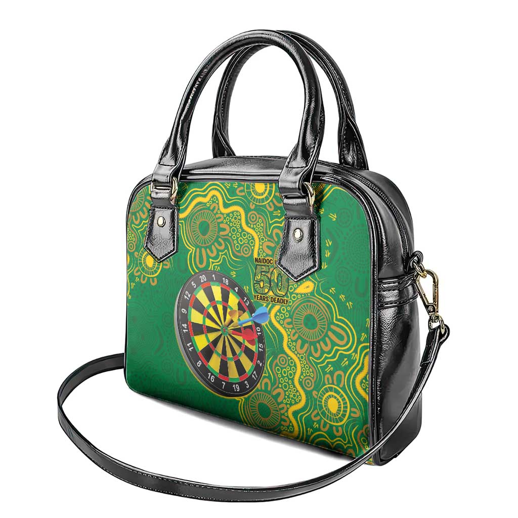 First Nations Darts NAIDOC 2026 Shoulder Handbag Aboriginal Dot Art Dartboard Green