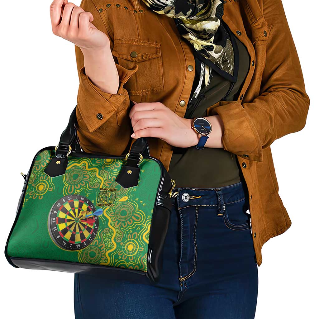 First Nations Darts NAIDOC 2026 Shoulder Handbag Aboriginal Dot Art Dartboard Green