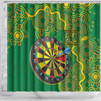 First Nations Darts NAIDOC 2026 Shower Curtain Aboriginal Dot Art Dartboard Green