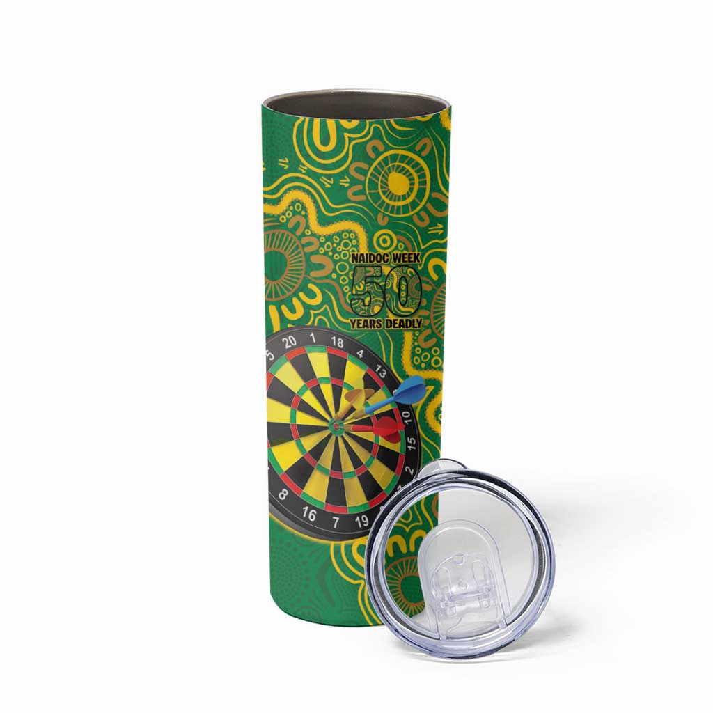 First Nations Darts NAIDOC 2026 Skinny Tumbler Aboriginal Dot Art Dartboard Green