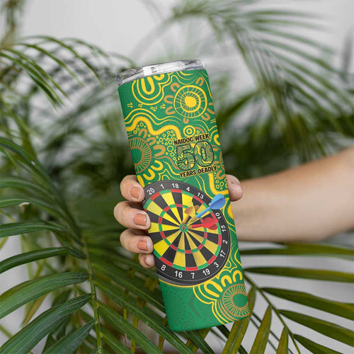 First Nations Darts NAIDOC 2026 Skinny Tumbler Aboriginal Dot Art Dartboard Green
