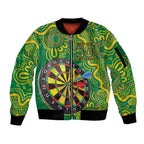 First Nations Darts NAIDOC 2026 Sleeve Zip Bomber Jacket Aboriginal Dot Art Dartboard Green