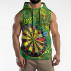 First Nations Darts NAIDOC 2026 Sleeveless Hoodie Aboriginal Dot Art Dartboard Green