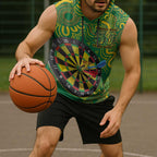 First Nations Darts NAIDOC 2026 Sleeveless Hoodie Aboriginal Dot Art Dartboard Green
