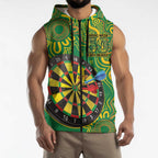 First Nations Darts NAIDOC 2026 Sleeveless Zip Hoodie Aboriginal Dot Art Dartboard Green