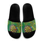 First Nations Darts NAIDOC 2026 Slide Sandals Aboriginal Dot Art Dartboard Green