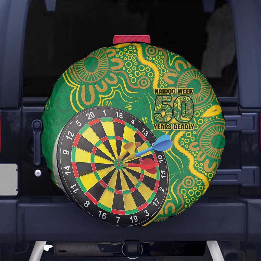 First Nations Darts NAIDOC 2026 Spare Tire Cover Aboriginal Dot Art Dartboard Green
