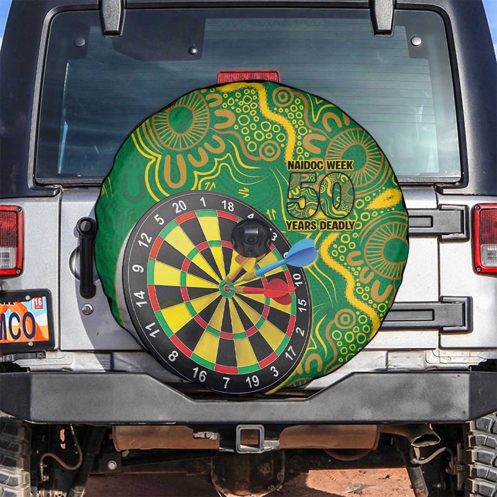 First Nations Darts NAIDOC 2026 Spare Tire Cover Aboriginal Dot Art Dartboard Green