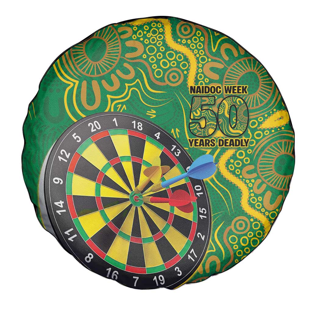 First Nations Darts NAIDOC 2026 Spare Tire Cover Aboriginal Dot Art Dartboard Green