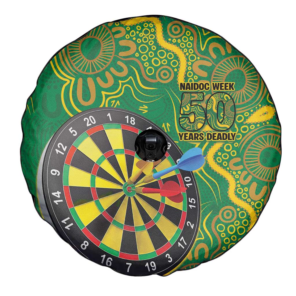 First Nations Darts NAIDOC 2026 Spare Tire Cover Aboriginal Dot Art Dartboard Green
