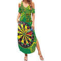 First Nations Darts NAIDOC 2026 Summer Maxi Dress Aboriginal Dot Art Dartboard Green