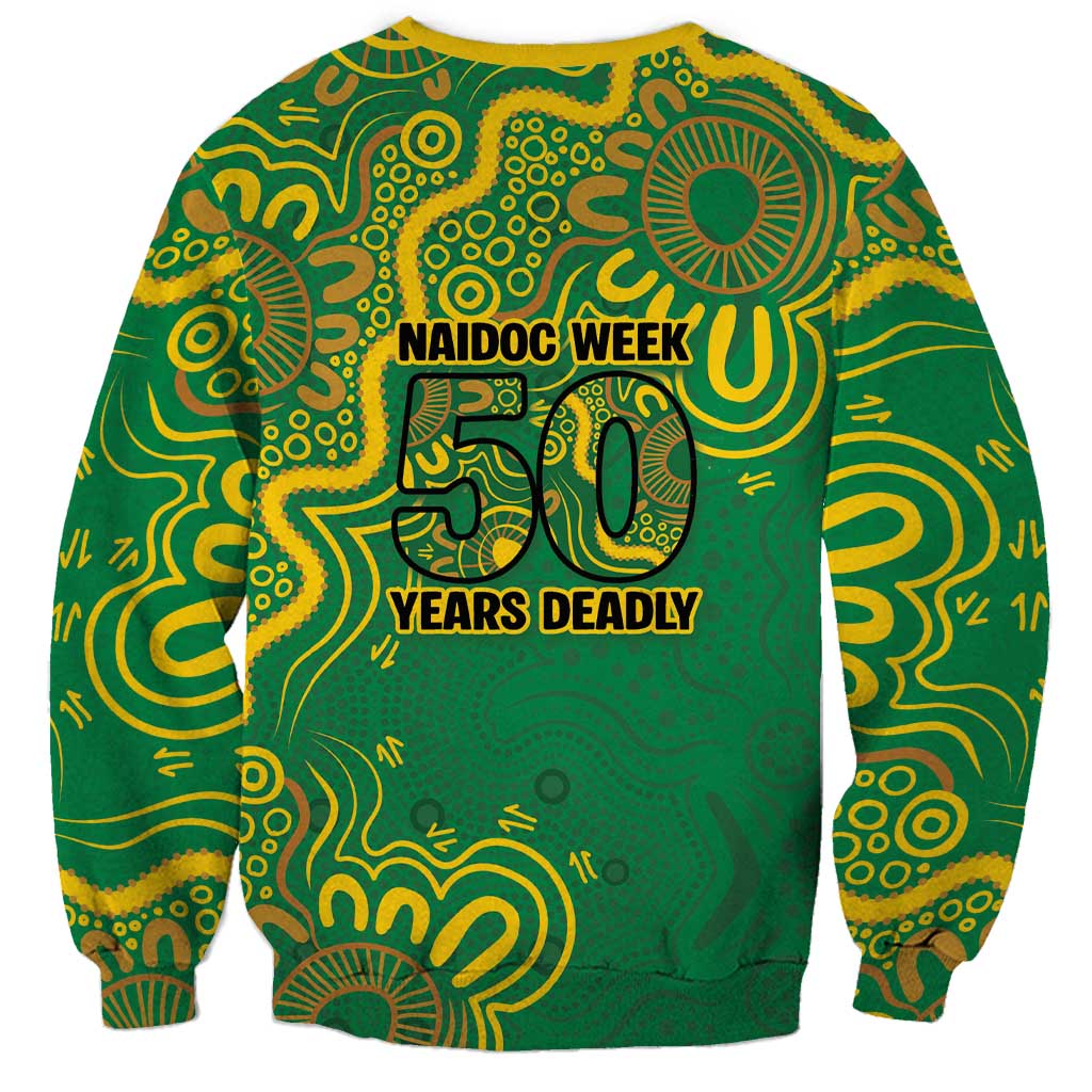 First Nations Darts NAIDOC 2026 Sweatshirt Aboriginal Dot Art Dartboard Green