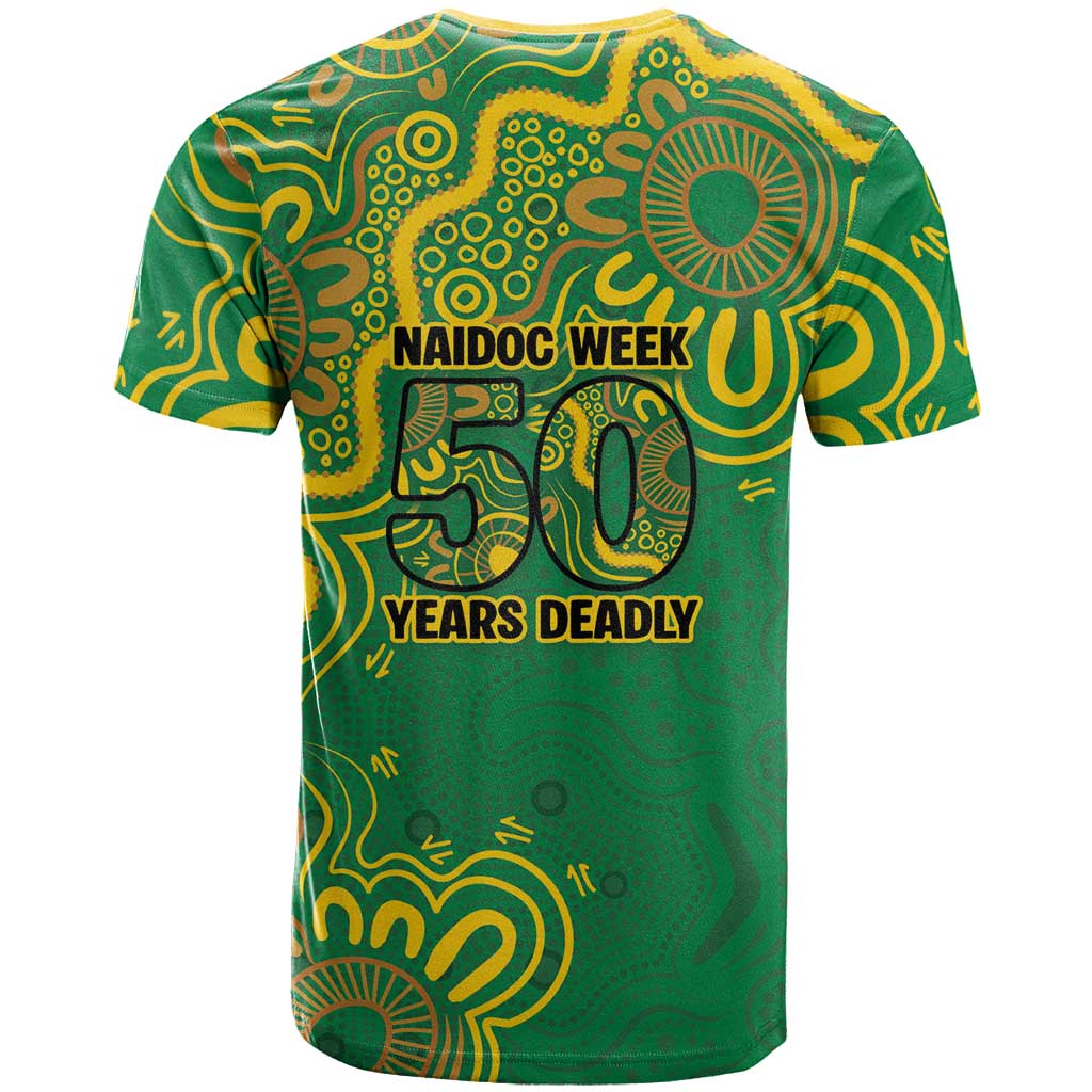 First Nations Darts NAIDOC 2026 T Shirt Aboriginal Dot Art Dartboard Green