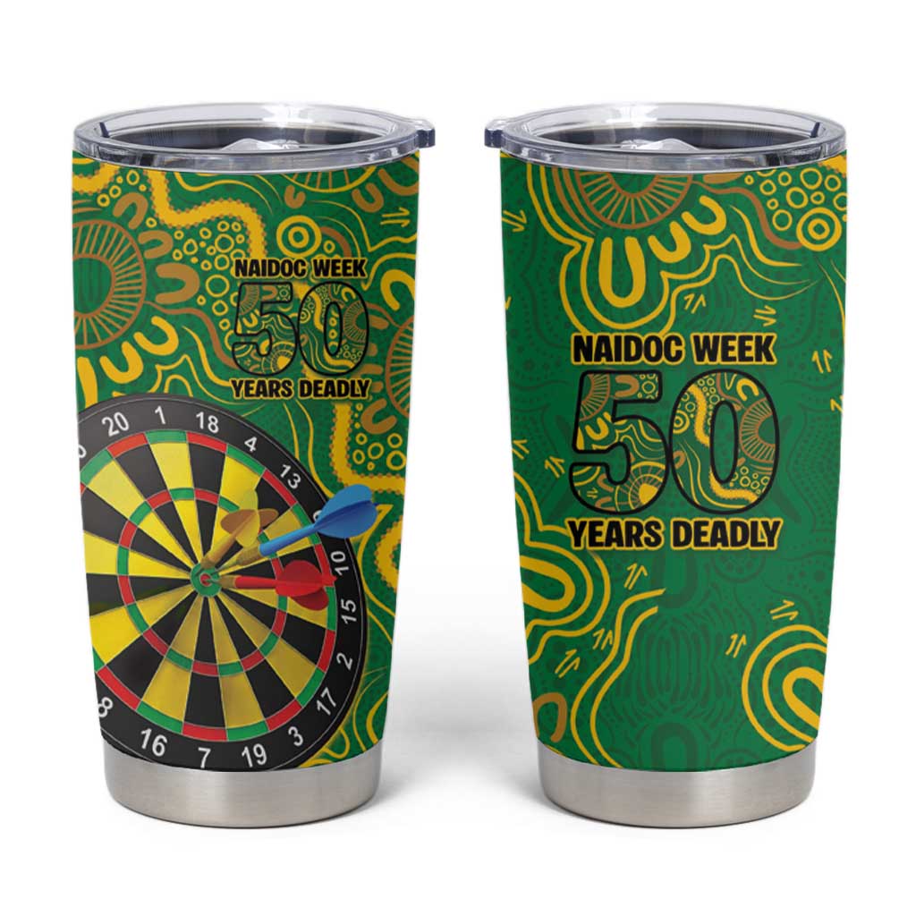 First Nations Darts NAIDOC 2026 Tumbler Cup Aboriginal Dot Art Dartboard Green