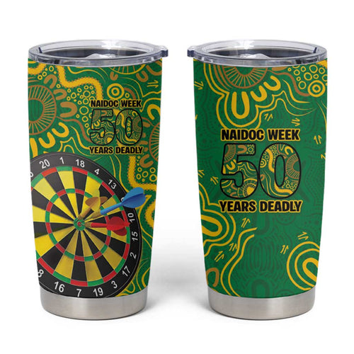 First Nations Darts NAIDOC 2026 Tumbler Cup Aboriginal Dot Art Dartboard Green