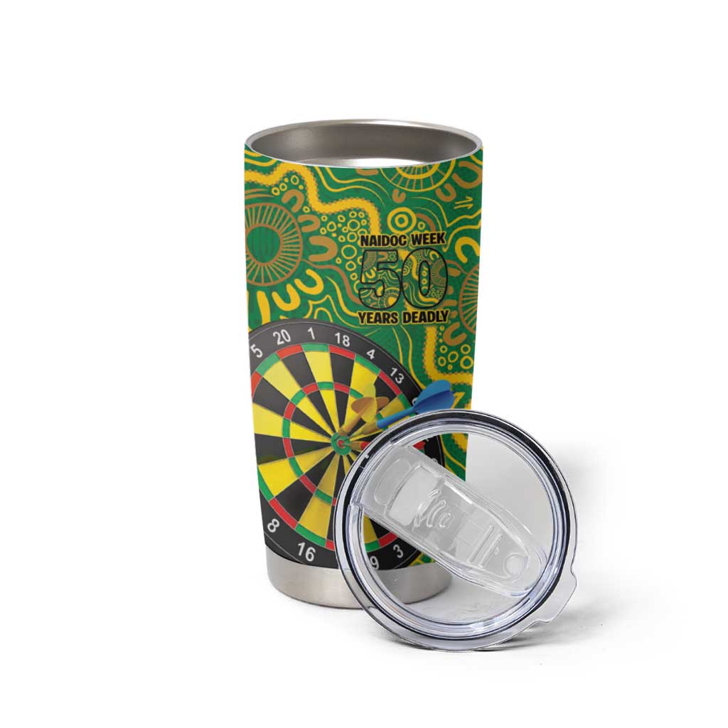 First Nations Darts NAIDOC 2026 Tumbler Cup Aboriginal Dot Art Dartboard Green
