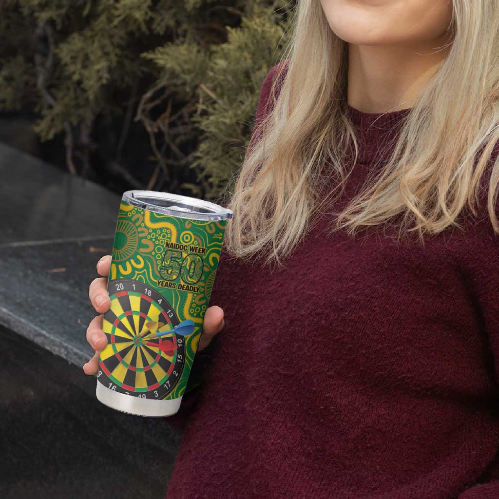 First Nations Darts NAIDOC 2026 Tumbler Cup Aboriginal Dot Art Dartboard Green