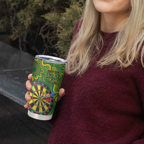 First Nations Darts NAIDOC 2026 Tumbler Cup Aboriginal Dot Art Dartboard Green
