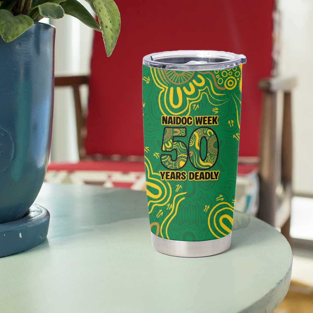 First Nations Darts NAIDOC 2026 Tumbler Cup Aboriginal Dot Art Dartboard Green