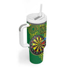 First Nations Darts NAIDOC 2026 Tumbler With Handle Aboriginal Dot Art Dartboard Green