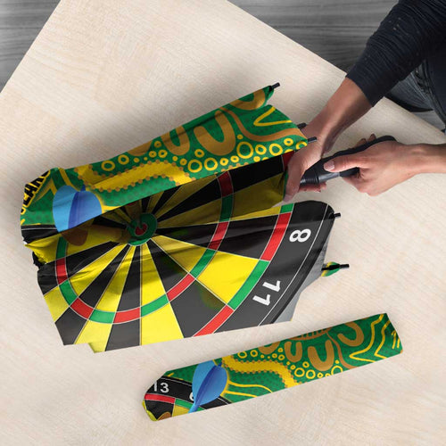 First Nations Darts NAIDOC 2026 Umbrella Aboriginal Dot Art Dartboard Green