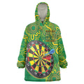 First Nations Darts NAIDOC 2026 Wearable Blanket Hoodie Aboriginal Dot Art Dartboard Green
