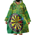 First Nations Darts NAIDOC 2026 Wearable Blanket Hoodie Aboriginal Dot Art Dartboard Green