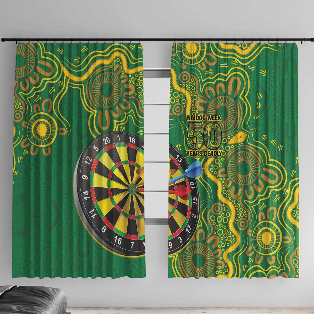 First Nations Darts NAIDOC 2026 Window Curtain Aboriginal Dot Art Dartboard Green