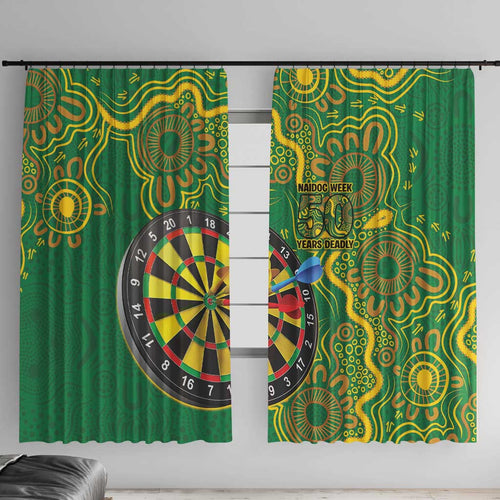 First Nations Darts NAIDOC 2026 Window Curtain Aboriginal Dot Art Dartboard Green