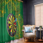 First Nations Darts NAIDOC 2026 Window Curtain Aboriginal Dot Art Dartboard Green