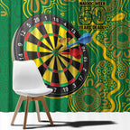First Nations Darts NAIDOC 2026 Window Curtain Aboriginal Dot Art Dartboard Green