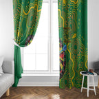 First Nations Darts NAIDOC 2026 Window Curtain Aboriginal Dot Art Dartboard Green