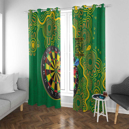 First Nations Darts NAIDOC 2026 Window Curtain Aboriginal Dot Art Dartboard Green