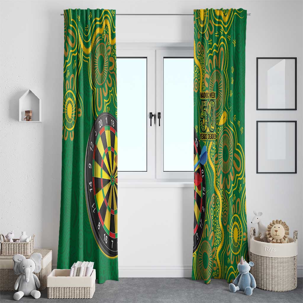 First Nations Darts NAIDOC 2026 Window Curtain Aboriginal Dot Art Dartboard Green