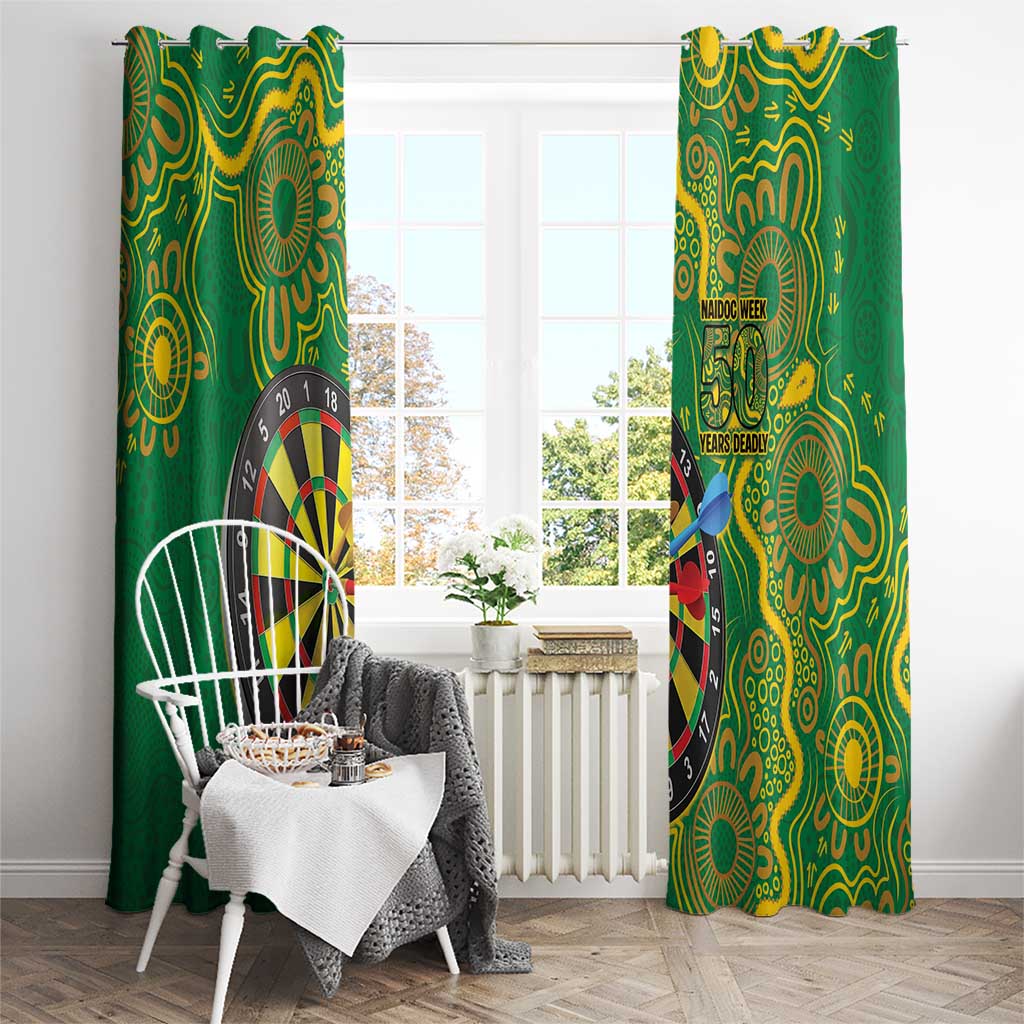 First Nations Darts NAIDOC 2026 Window Curtain Aboriginal Dot Art Dartboard Green