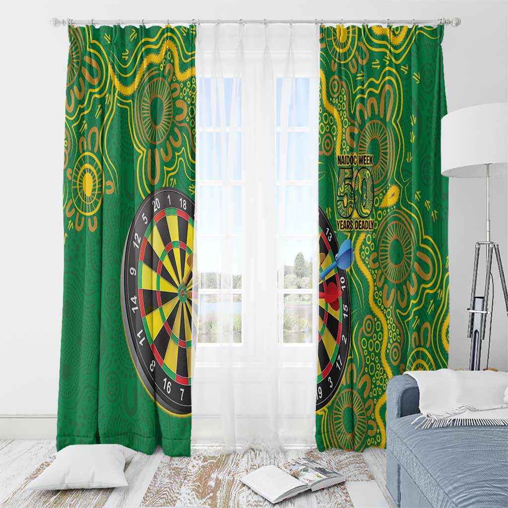 First Nations Darts NAIDOC 2026 Window Curtain Aboriginal Dot Art Dartboard Green